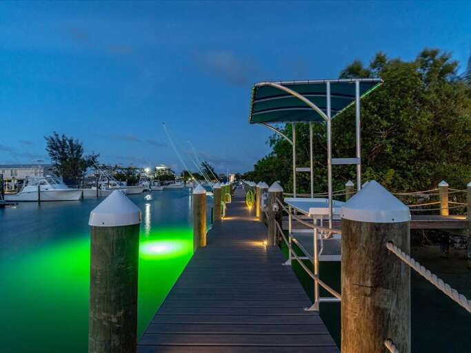 45` dock with canopied fish cleaning station.